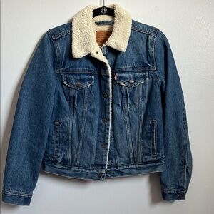 Levi’s Levi Strauss & co. Denim Jean jacket Sherpa lined warm coat fall winter